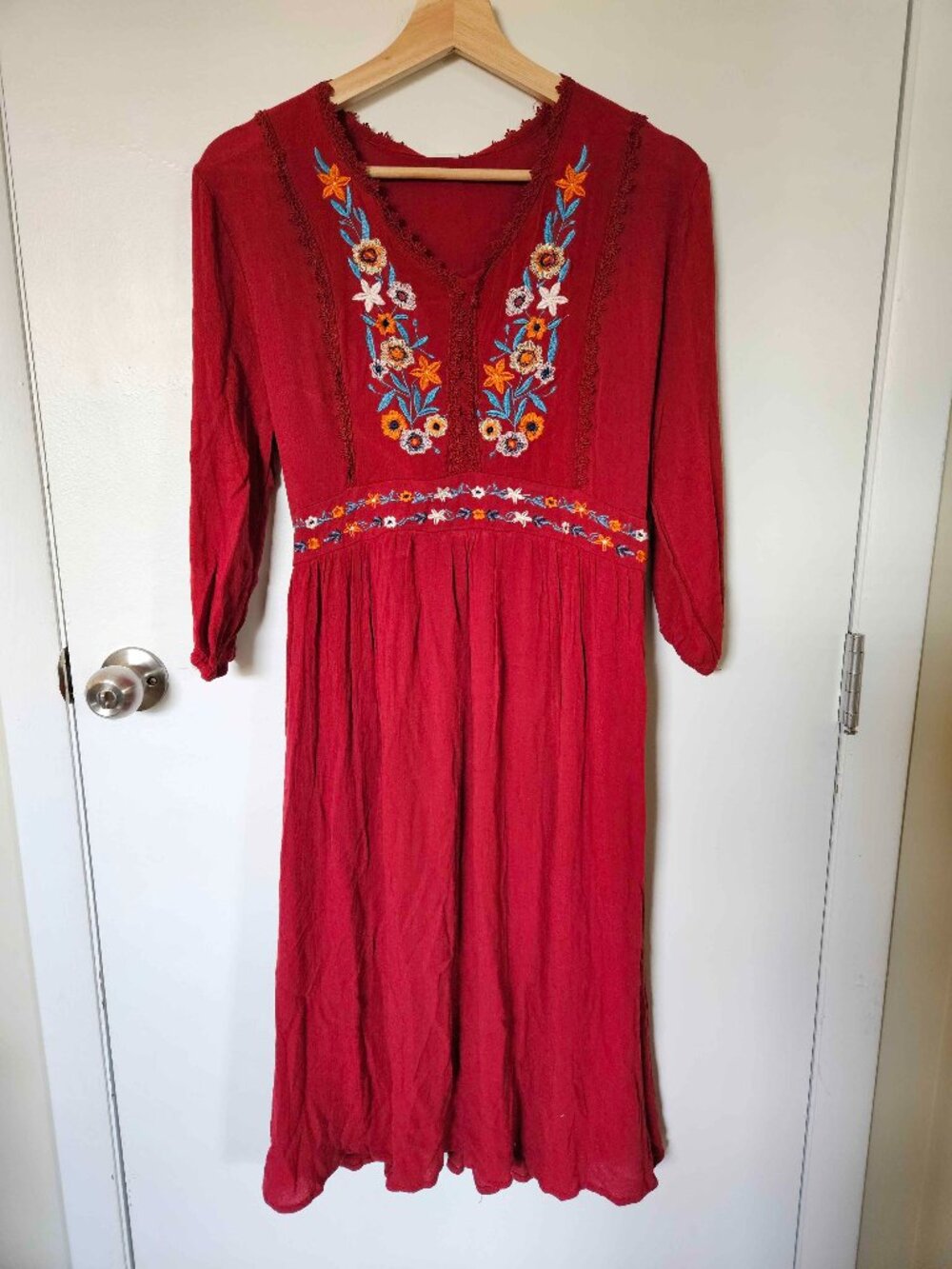 Shineflow Embroidered Midi Dress, Size Small